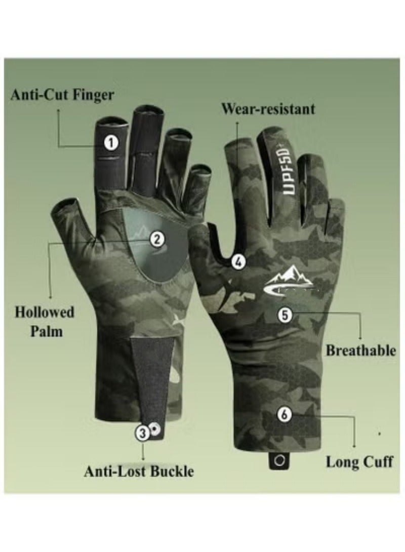UPF50+ Sun Protection Gloves for Men Women 3/4 Fingerless Fishing Gloves UV Gloves for Kayaking, Rowing, Sailing, Canoeing, Paddling, Boating, Hiking, Driving, Hunting, Summer Outdoor Work - Image 2